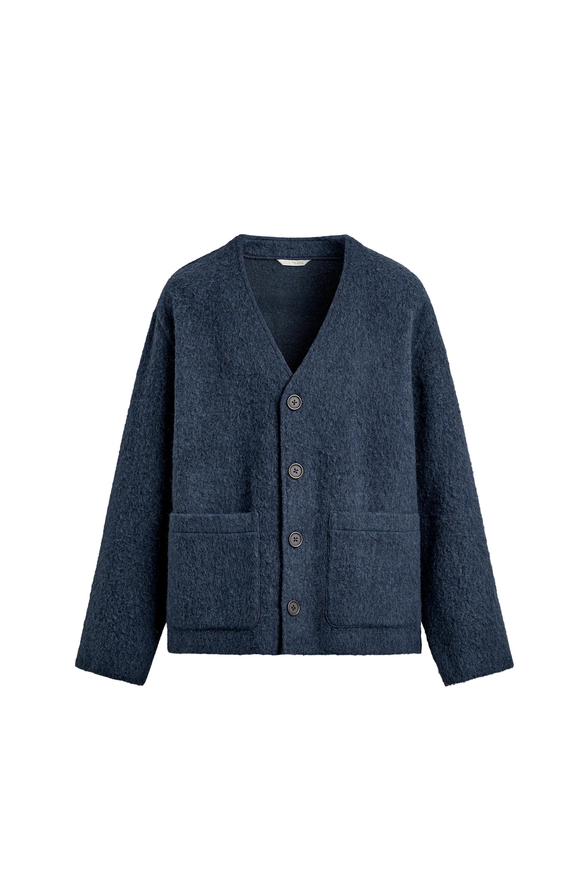 TEXTURED WOOL CARDIGAN