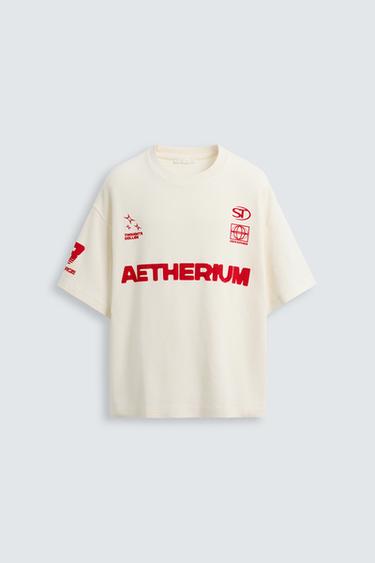 Zara TEXTURED TEXT SWEATSHIRT - Ecru