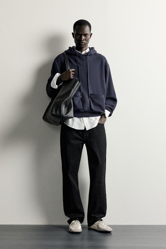 RELAXED FIT POCKET HOODIE - navy by Zara - Image 0