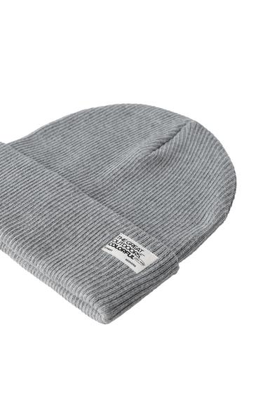 RIBBED KNIT LABEL HAT — Gray 2