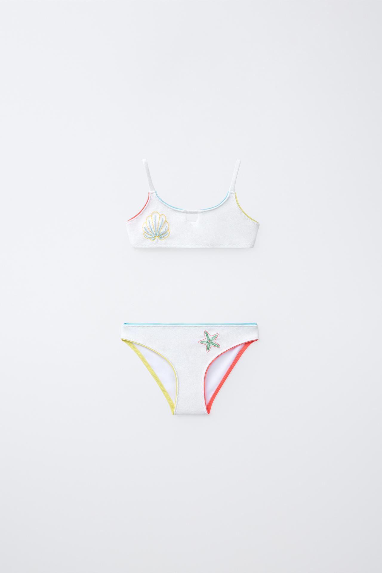 NAUTICAL EMBROIDERED BIKINI (6-14 YRS) — Ecru