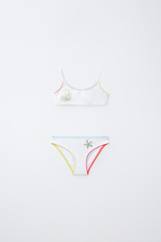 6-14 AÑOS/ BIKINI BORDADO MARINOS - Crudo de Zara - Imagen 0