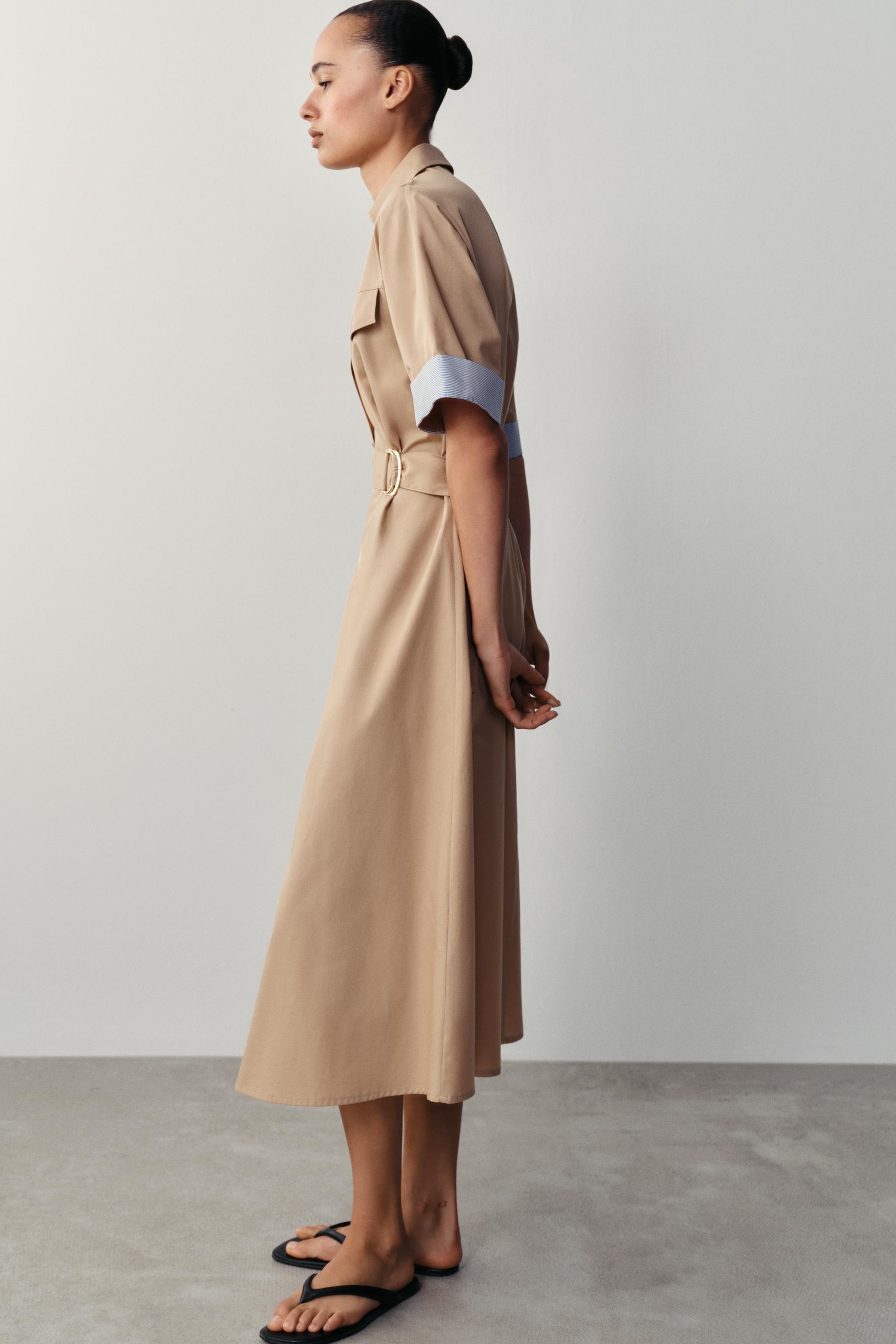 ROBE-CHEMISE MI-LONGUE AVEC CEINTURE