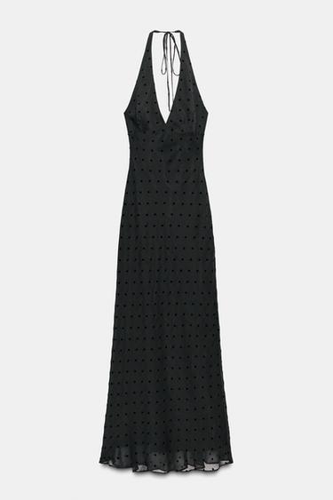VESTIDO LARGO HALTER LUNARES - Negro de Zara