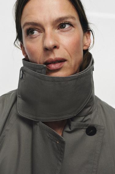 TRENCH OVERSIZE À CEINTURE ZW COLLECTION - Gris / Marron clair de Zara - Image 4