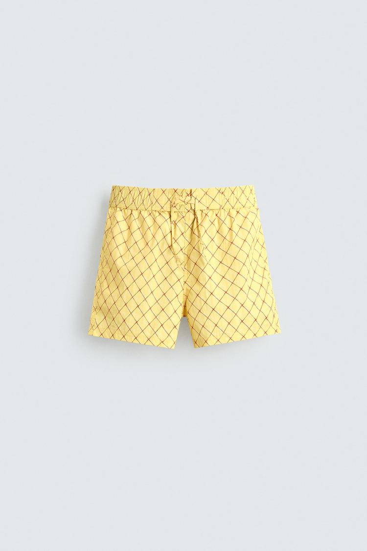 ZARA FADED GEOMETRIC PRINT SWIM SHORTS