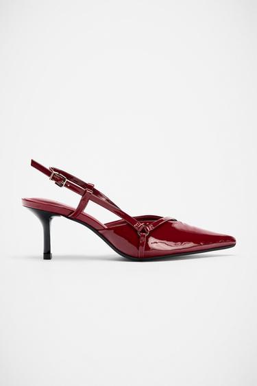 STRAPPY BUCKLE HIGH-HEEL SHOES - Red by Zara