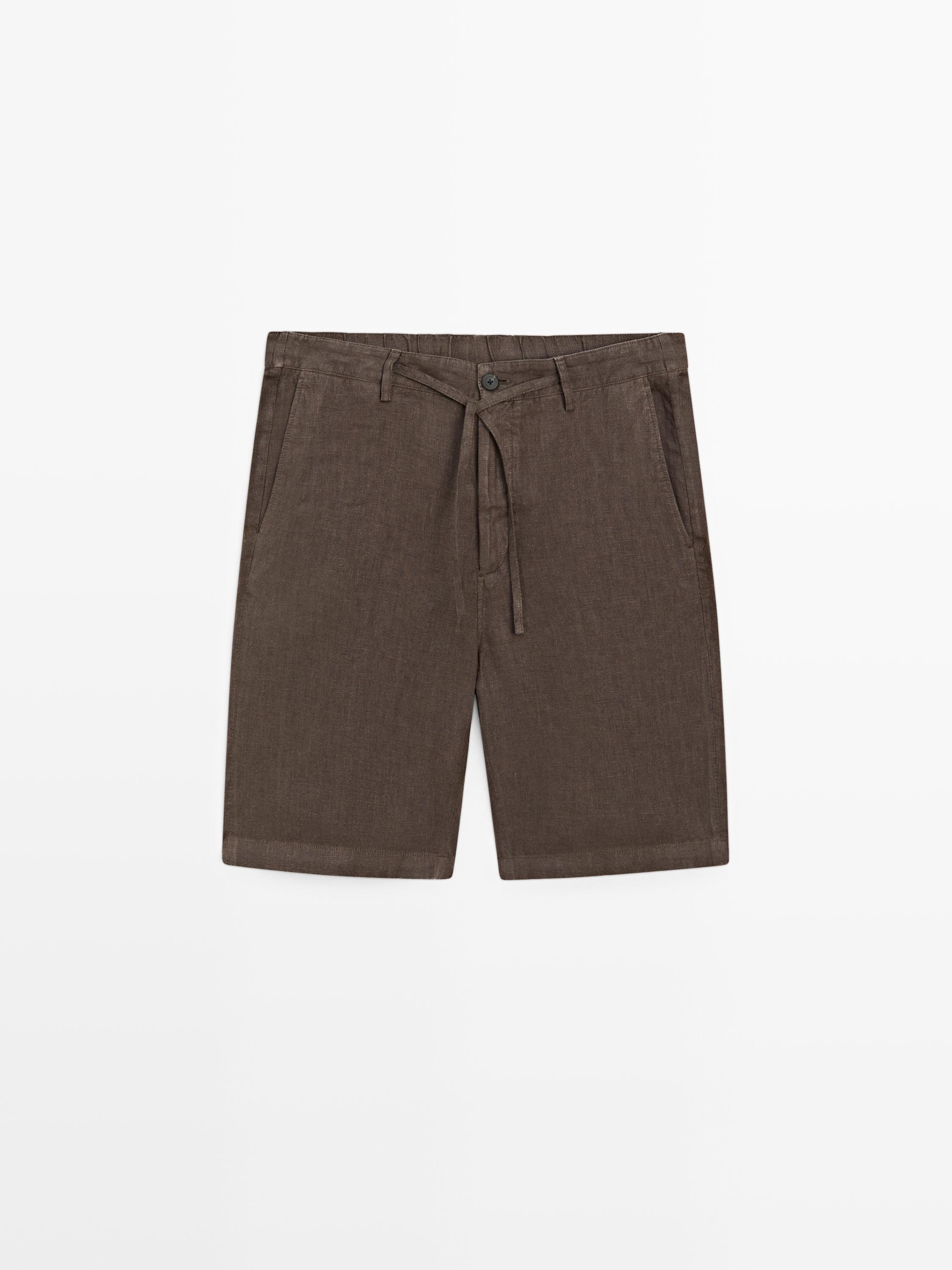 100% linen Bermuda shorts