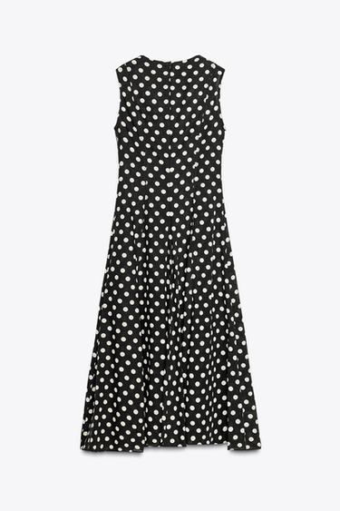 ZW COLLECTION POLKA DOT MIDI DRESS - Black / White by Zara - Image 7