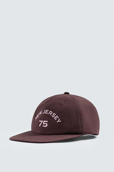 EMBROIDERED FLAT PEAK CAP - Burgundy by Zara - Image 0