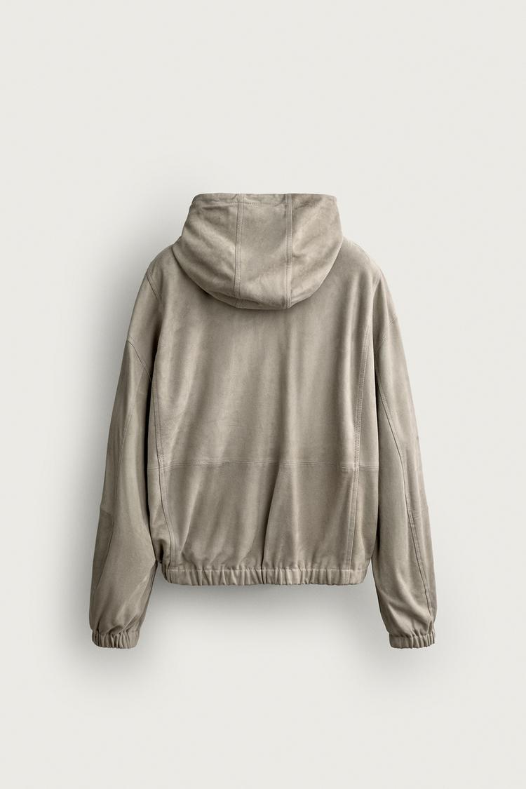 Chaqueta de piel de ante con capucha 7