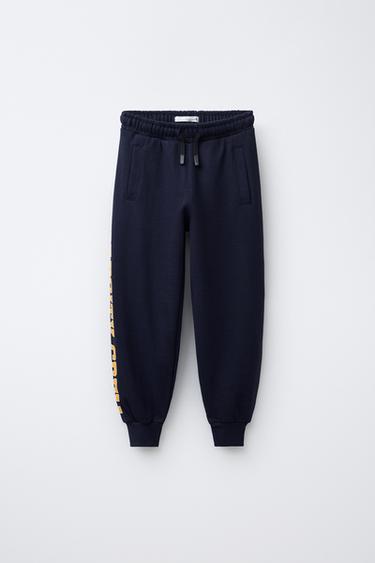 JOGGINGHOSE MIT TEXTDRUCK - Marineblau von Zara
