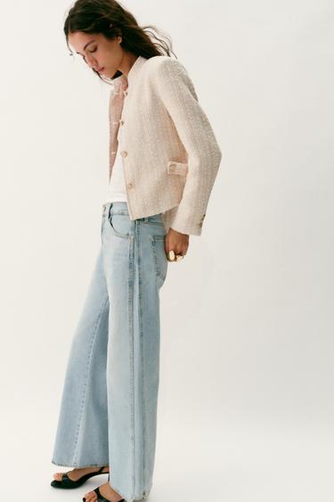 BLAZER STRUCTURÉ ÉPAULETTES FIL MÉTALLISÉ - Écru de Zara - Image 4