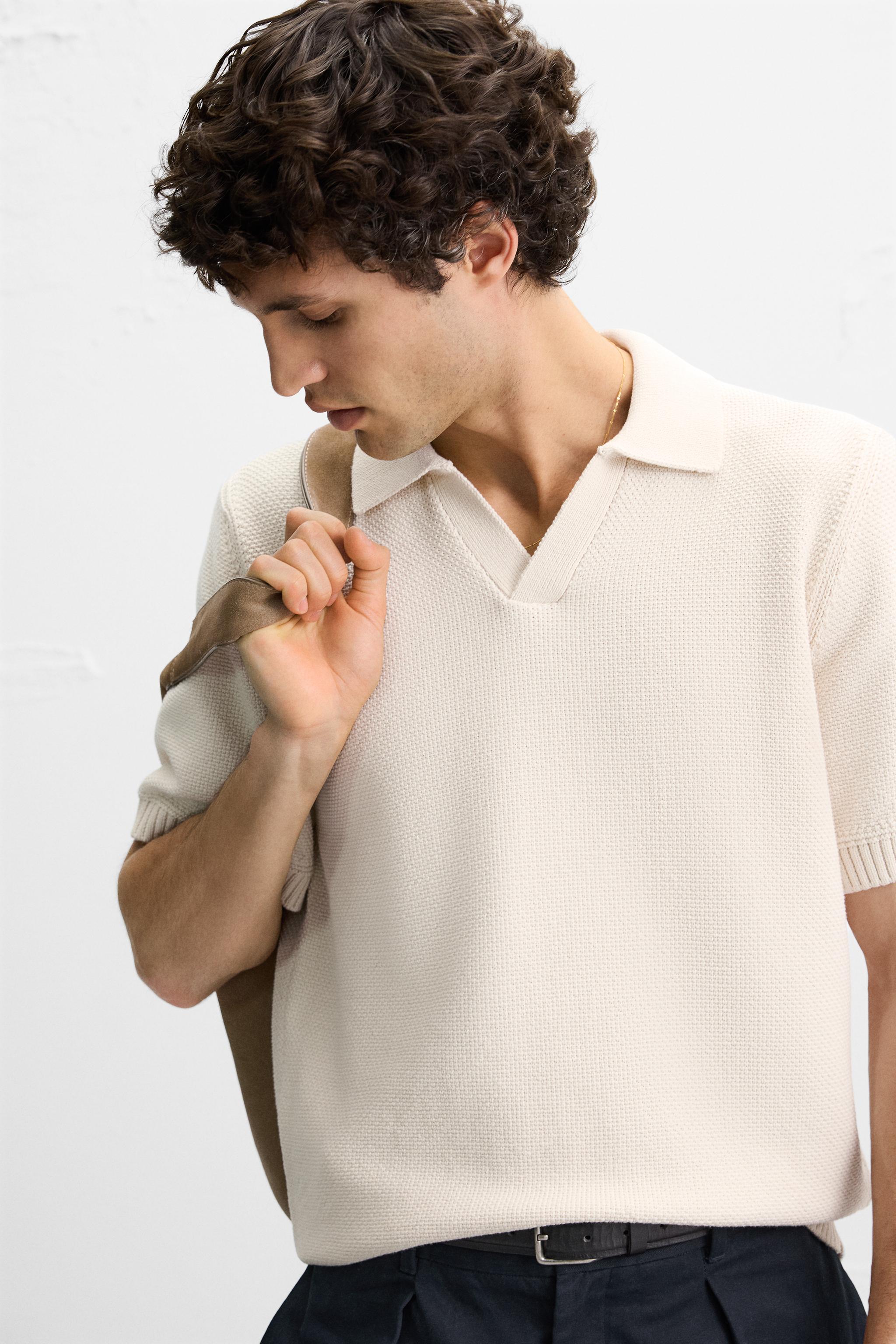 TEXTURED KNIT POLO SHIRT - Ecru | ZARA Thailand