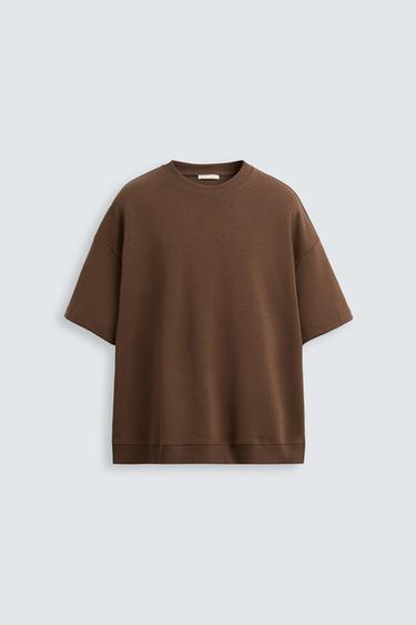 سويت شيرت تقني بتشابك - بني الخاص بـ Zara