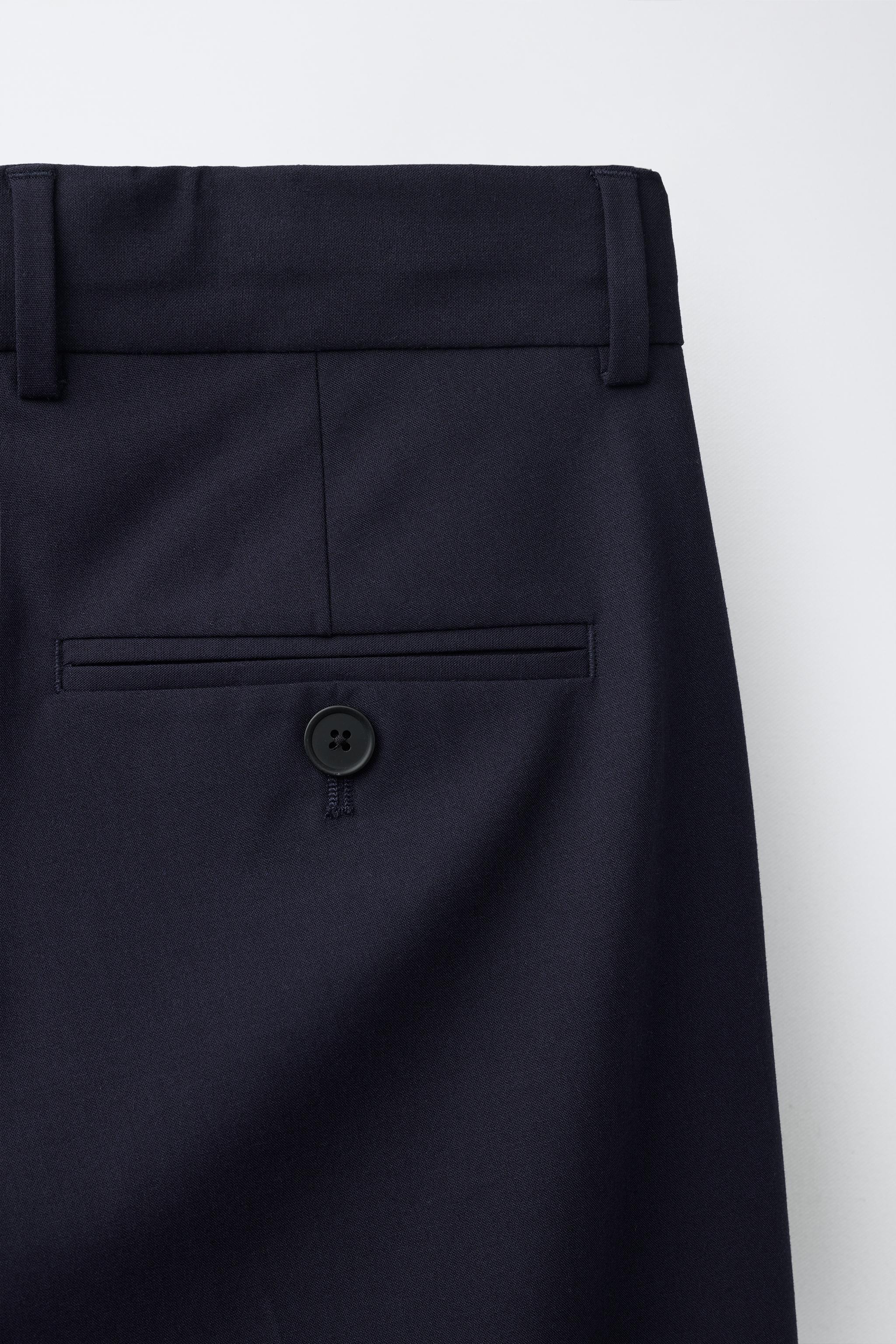TEXTURED SOLID SUIT PANTS