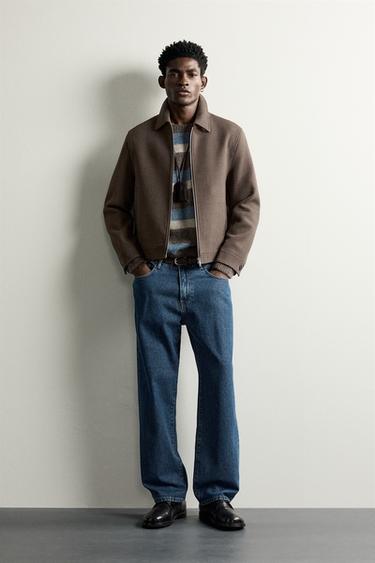 WOOL EFFECT ZIP-UP JACKET - Brown by Zara - Image 0