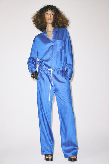 STRIPED PYJAMA TROUSERS - blue/black by Zara