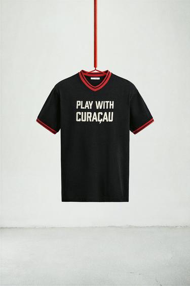 CONTRAST SLOGAN PRINT T-SHIRT - Navy blue by Zara