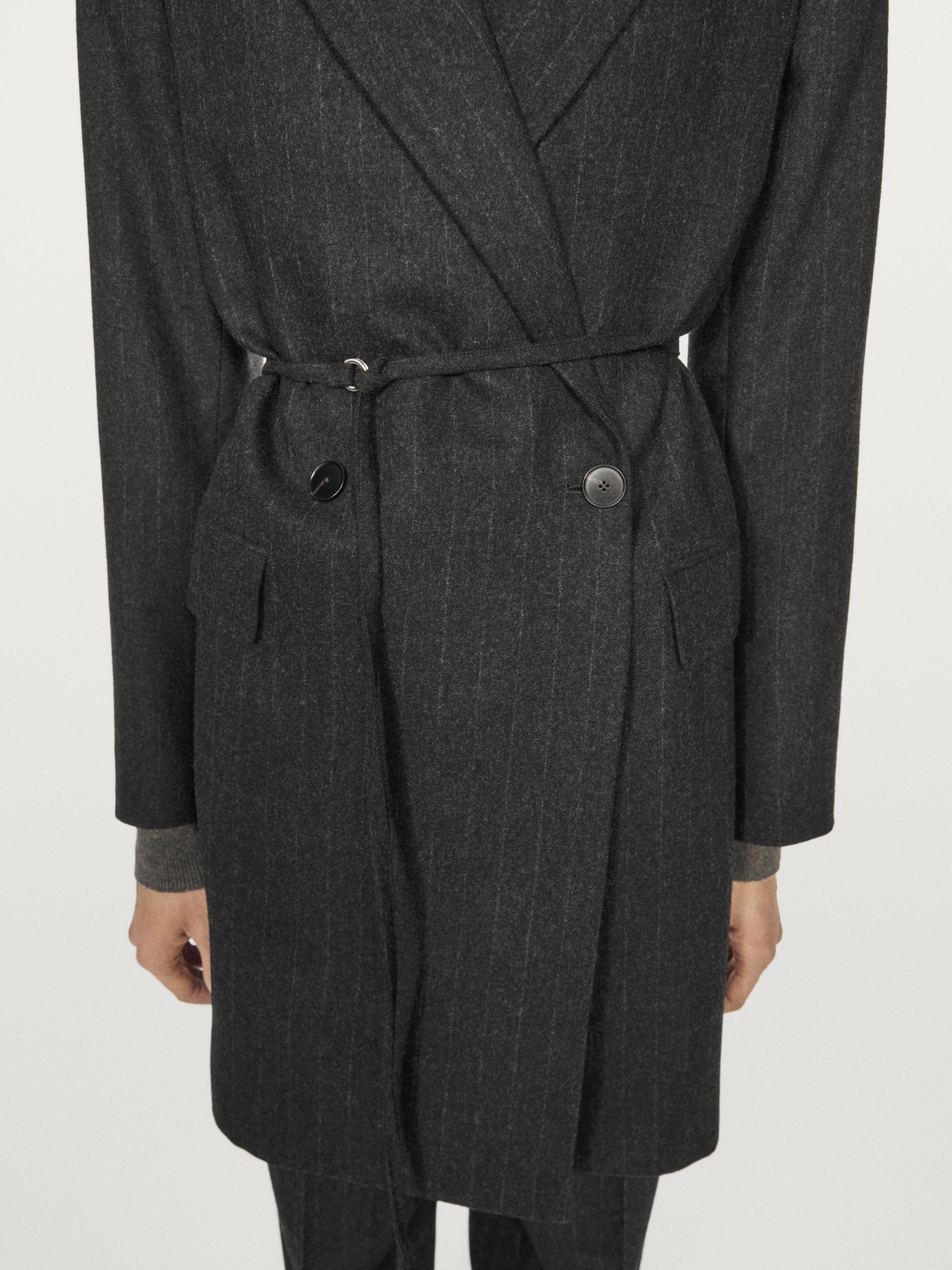 Long striped wool blend blazer