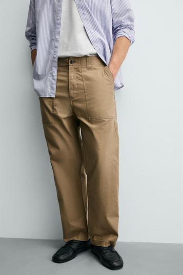 PANTALON STRAIGHT FIT DÉLAVÉ - Marron clair de Zara - Image 4