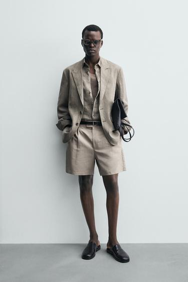 Zara RELAXED FIT PLEATED SHORTS - Mink - Image 0