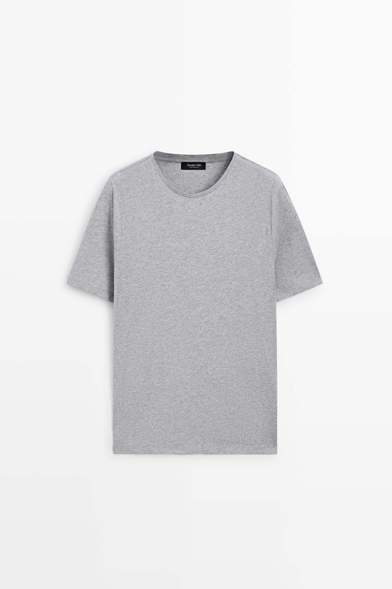 Melange cotton short sleeve T-shirt — Gray marl