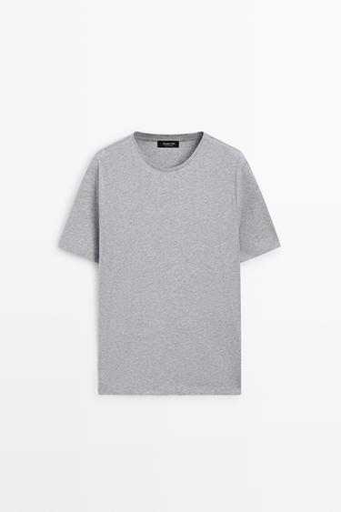 Melange cotton short sleeve T-shirt — Gray marl 1