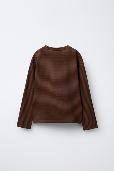 STRIPED DOG T-SHIRT - Brown by Zara - Image 1