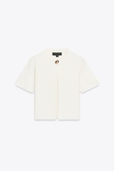 CHAQUETA PUNTO MANGA CORTA - Crudo de Zara