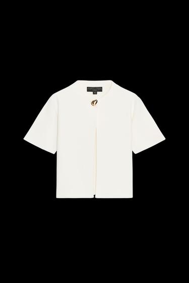 SHORT SLEEVE CARDIGAN - Ecru by Zara