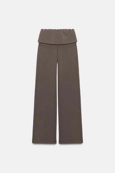 WASHED-EFFECT INTERLOCK TROUSERS - Mink by Zara