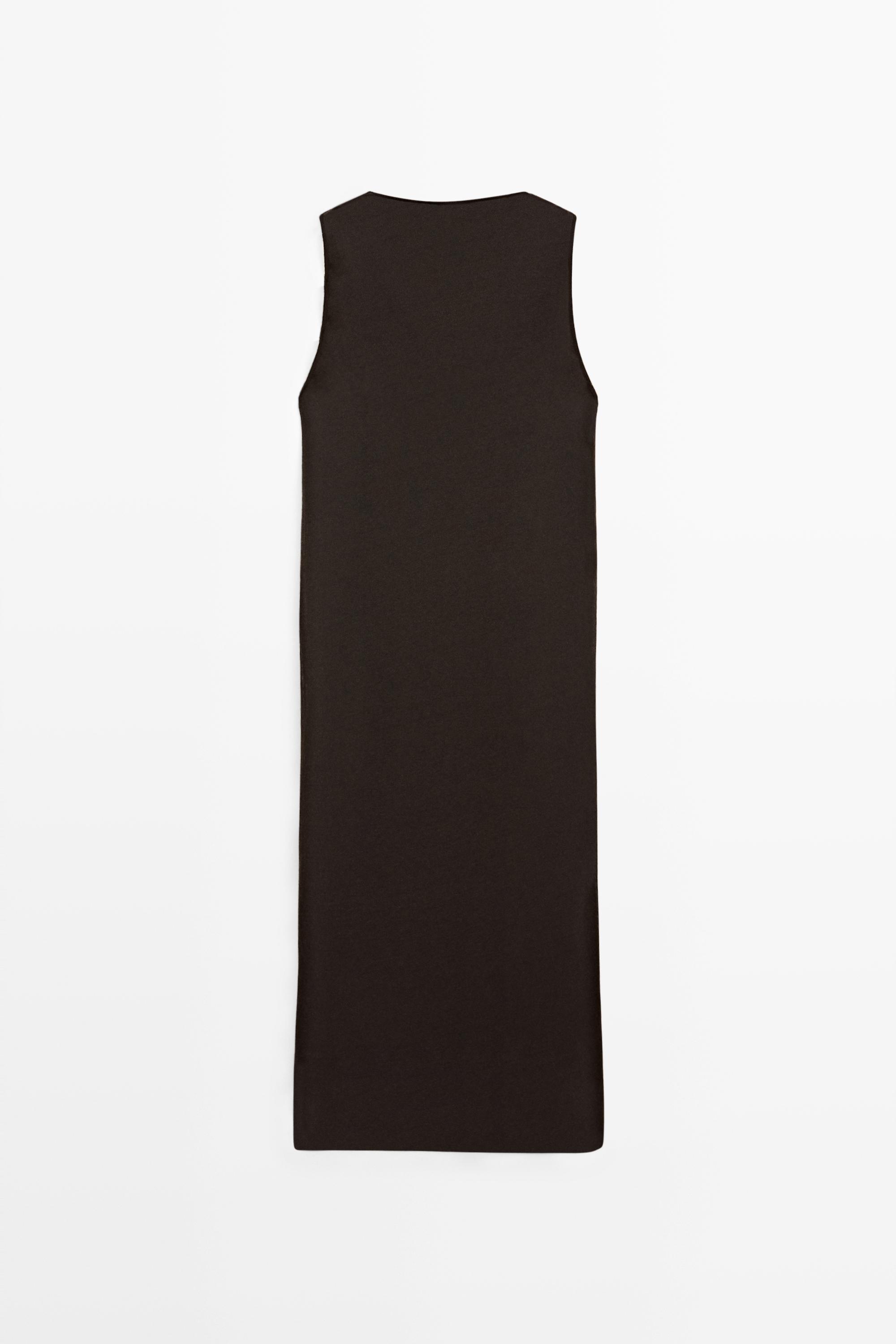 Linen blend crossover dress
