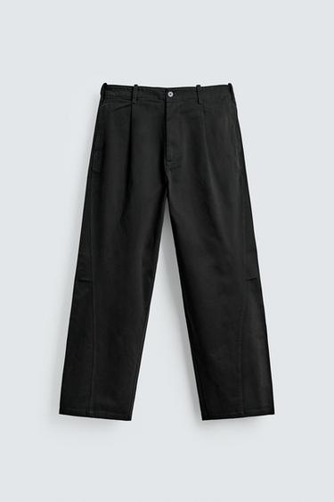 RELAXED BALLOON FIT BROEK MET PLOOIEN - Zwart van Zara
