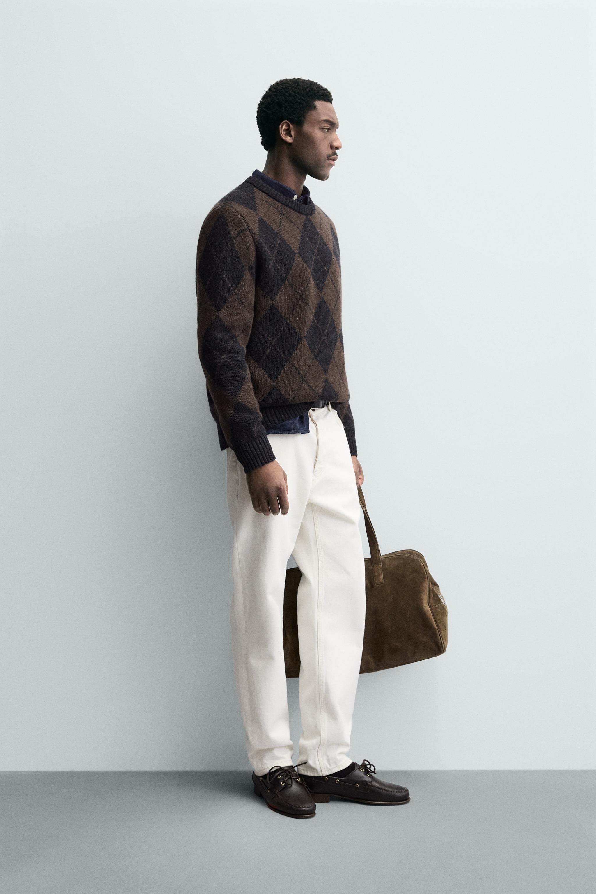 DIAMOND JACQUARD WOOL BLEND JUMPER