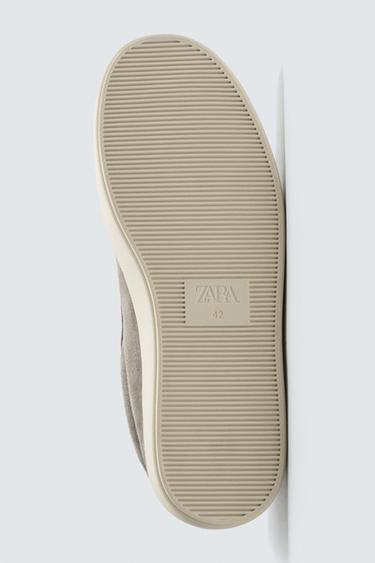 LEATHER HEEL DETAIL TRAINERS - Grey by Zara - Image 6