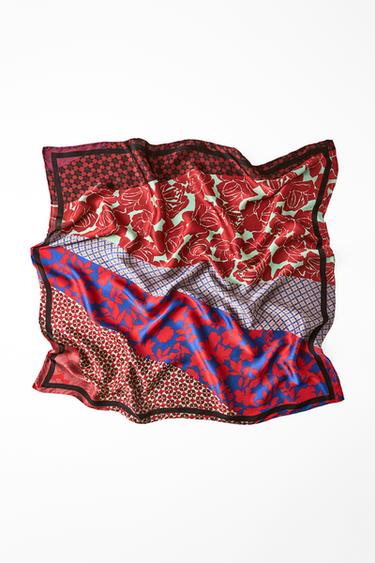 SATIN FLORAL PRINT SCARF - Multicoloured by Zara