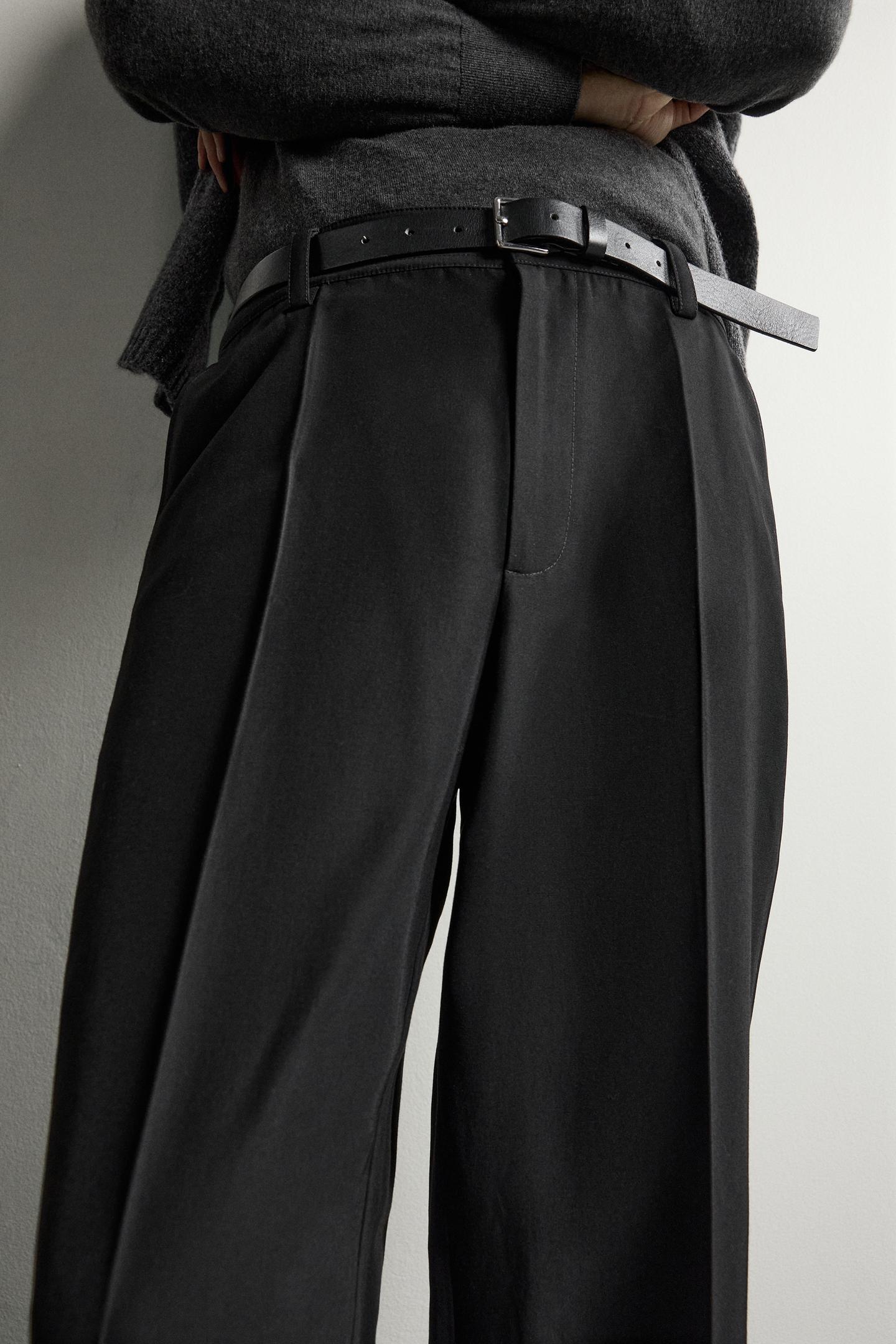 Мужские брюки Zara Straight Fit, цвет: Чёрный — фото 6