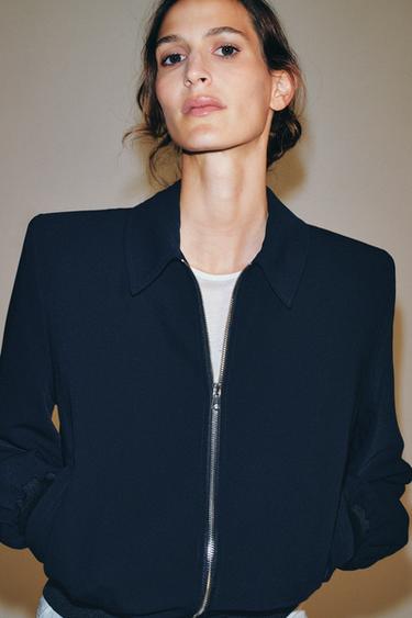 BOMBER ΜΕ ΒΑΤΕΣ ZW COLLECTION - Μπλε του Zara