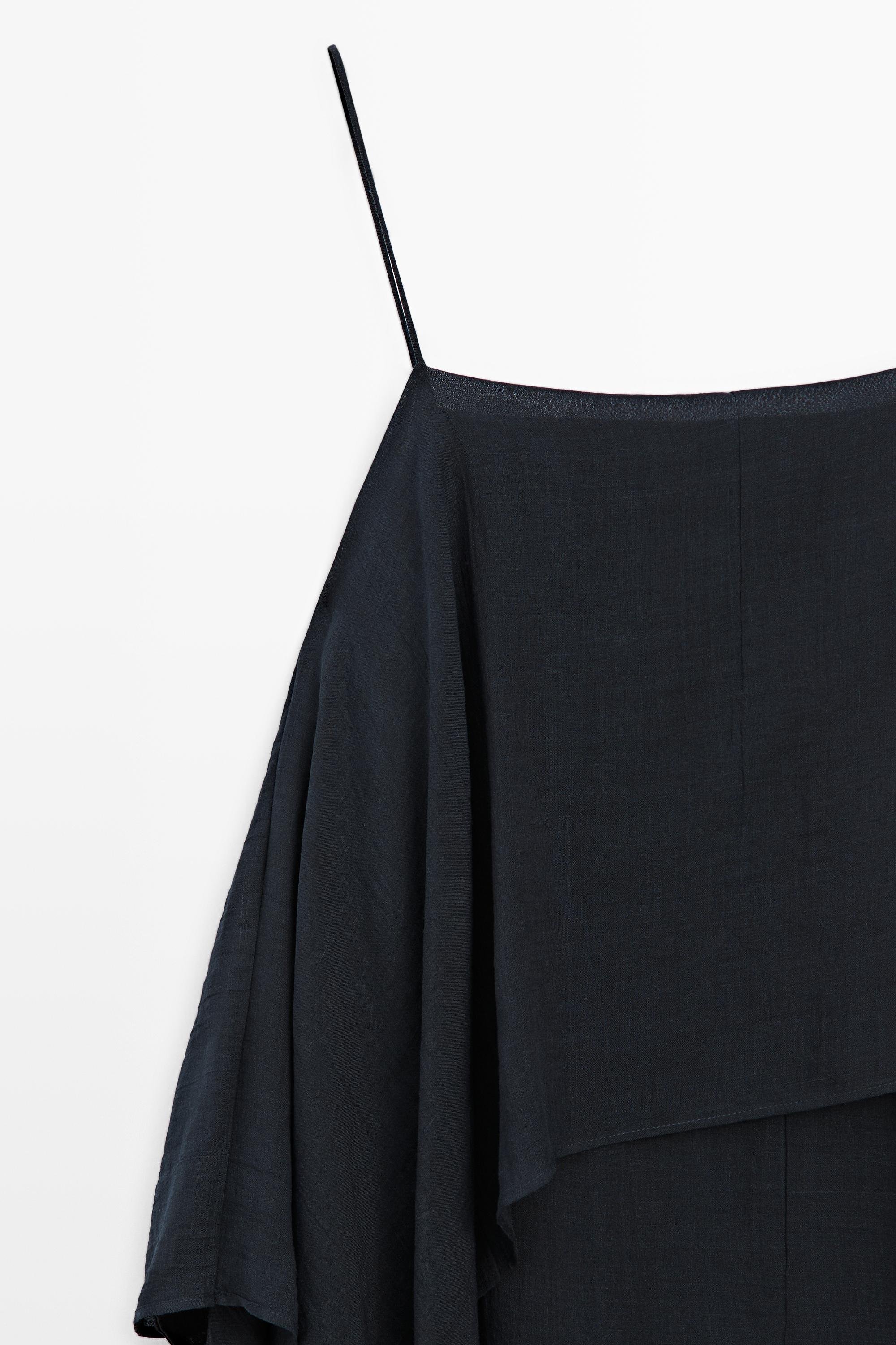 Midi dress with asymmetric ruffle detail