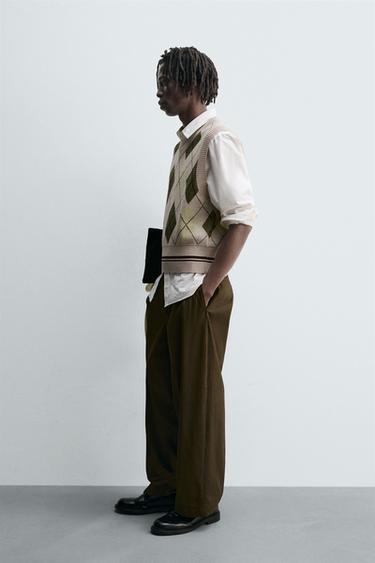 GILET EN MAILLE À LOSANGES - Beige de Zara - Image 3