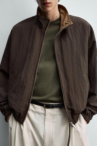 REVERSIBLE FLUID BOMBER JACKET - Brown by Zara - Image 6