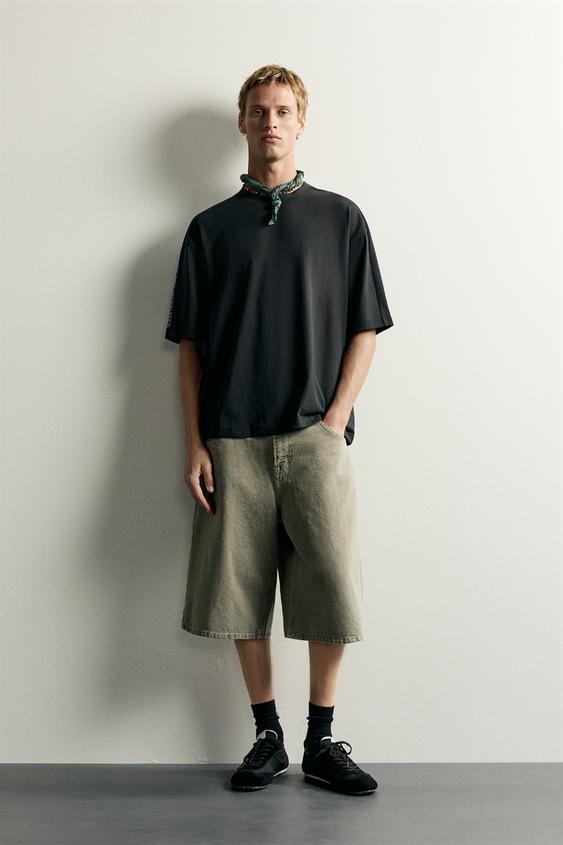 CAMISETA RELAX FIT COM MENSAGEM - Preto da Zara - Imagem 0