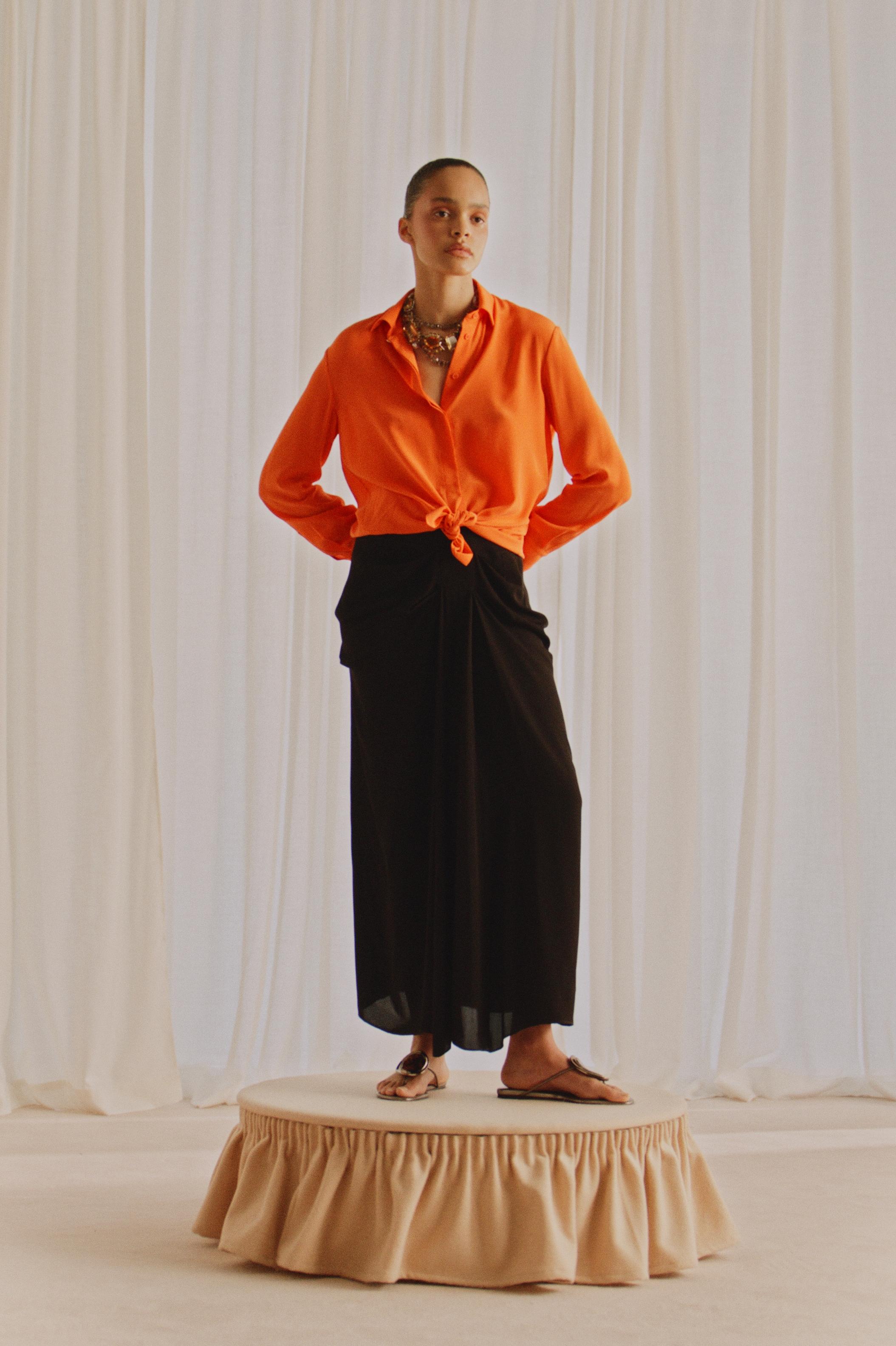 100% SILK SHIRT MARISA BERENSON X ZARA — Red / Orange