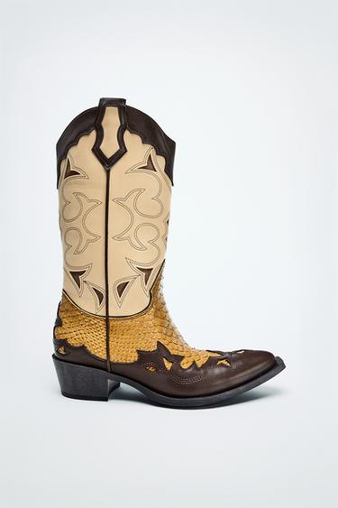 Zara COMBINED COWBOY BOOTS - Multi-color