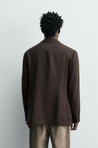 100% WOOL FLANNEL BLAZER - Chocolate by Zara - Image 2