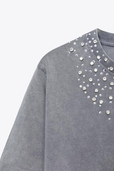 JEWEL FADED-EFFECT T-SHIRT - Grey by Zara - Image 6