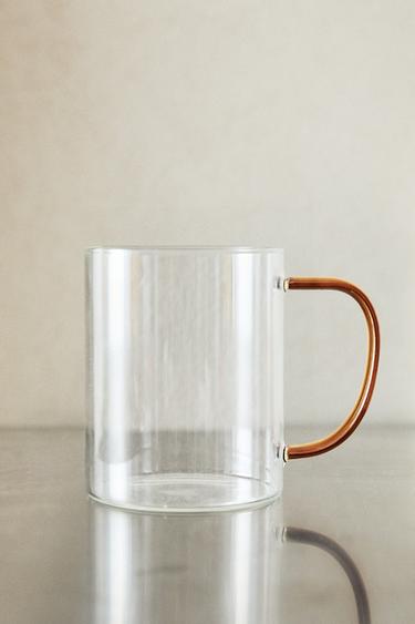 TASSE AUS BOROSILIKATGLAS MIT FARBIGEM GRIFF - Orange von Zara
