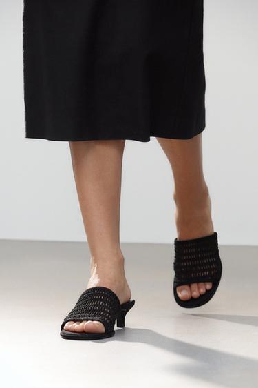 BRAIDED KITTEN HEEL MULES - Black by Zara - Image 0