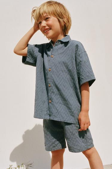 Zara 紋理提花襯衫 - 石油色